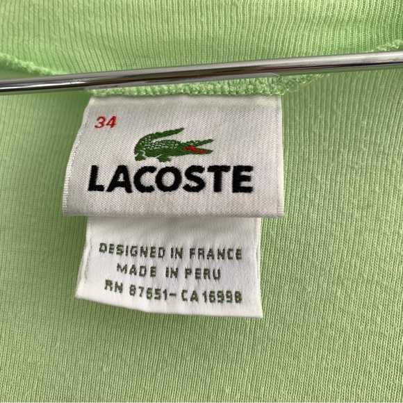 LACOSTE vintage pastel lime green short sleeve top tee t-shirt size 34 cotton - Picture 5 of 9